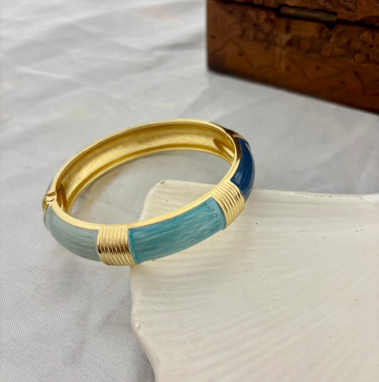 Thick Blue Enamel Kada Bangle