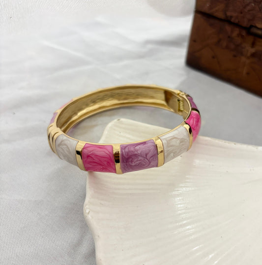 Thick Pink Purple Block Enamel Kada Bangle