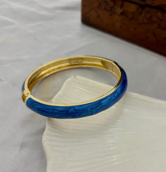 Plain Blue Blue Enamel Kada Bangle