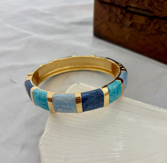 Rectangle Square Blue Enamel Kada Bangle