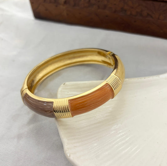 Rectangle Brown Beige Enamel Kada Bangle
