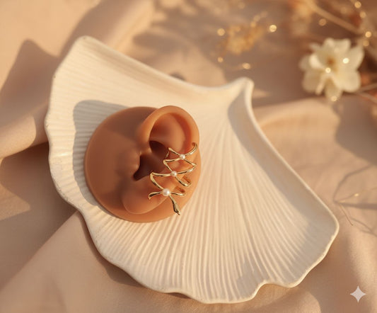 Golden Cross Pearl Earcuff (Single Ear)
