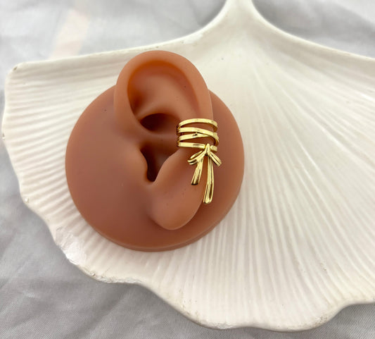 Golden Bow Layered Earcuff (Single Ear)