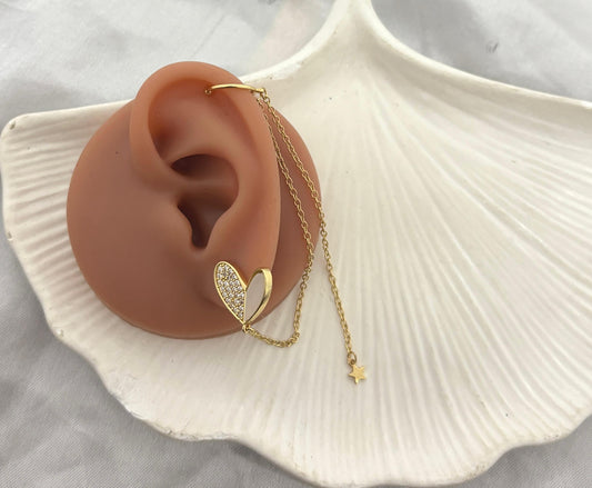 Heart Star Dangling Earcuff (Single Ear)