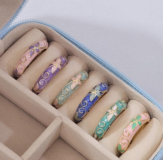Floral Enamel Ring - Adjustable