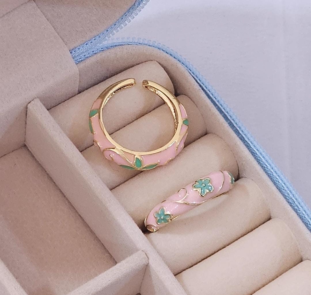 Pink Flower Adjustable Ring