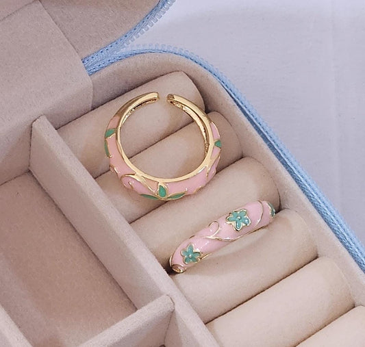 Pink Flower Adjustable Ring