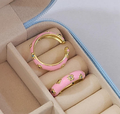 Flower Enamel Ring ( Adjustable )