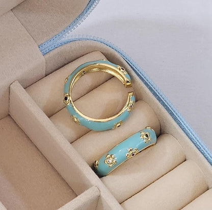 Flower Enamel Ring ( Adjustable )