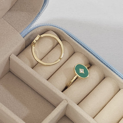 Minimal Coin Enamel Ring - Adjustable