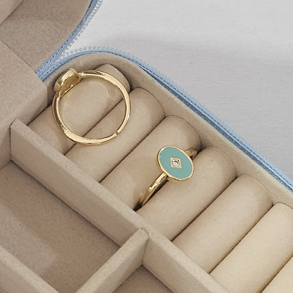 Minimal Coin Enamel Ring - Adjustable