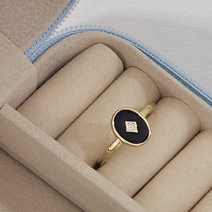 Minimal Coin Enamel Ring - Adjustable
