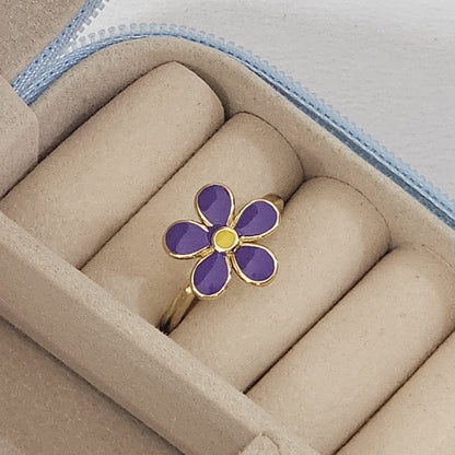 Flower Enamel Ring - Adjustable