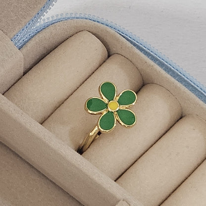 Flower Enamel Ring - Adjustable