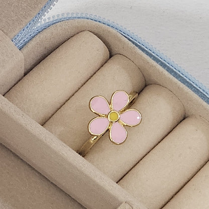 Flower Enamel Ring - Adjustable