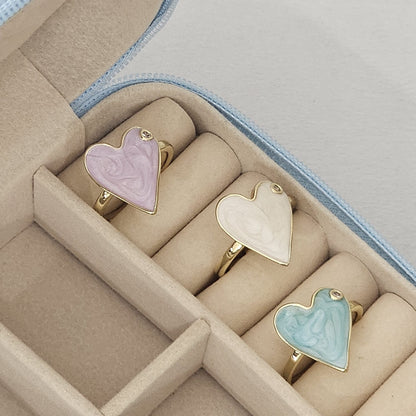 Heart Enamel Ring - Adjustable