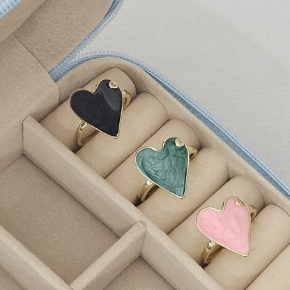 Heart Enamel Ring - Adjustable