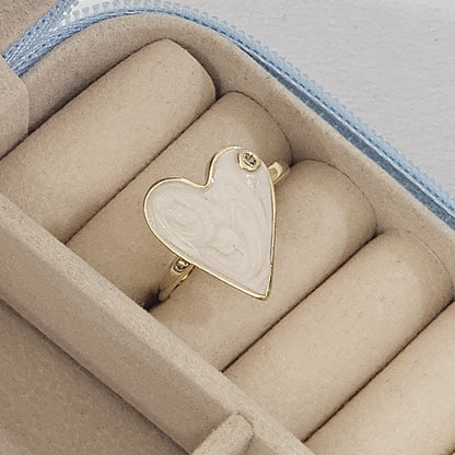 Heart Enamel Ring - Adjustable