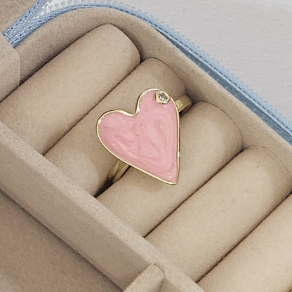 Heart Enamel Ring - Adjustable