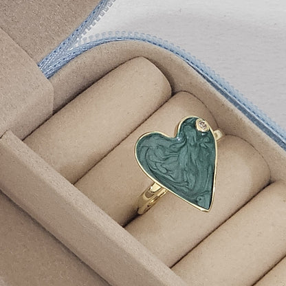Heart Enamel Ring - Adjustable