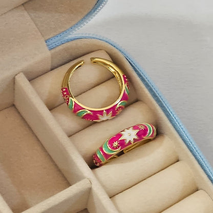 Sun Moon Enamel Ring - Adjustable
