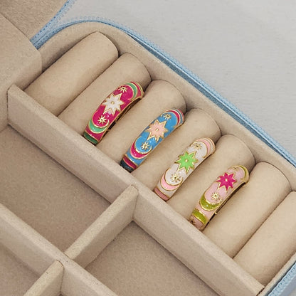 Sun Moon Enamel Ring - Adjustable