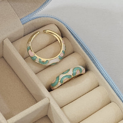 Elegant Enamel Ring - Adjustable