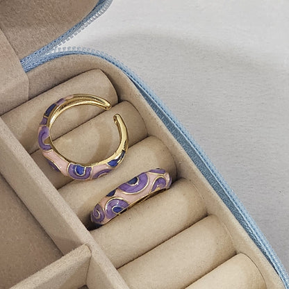 Elegant Enamel Ring - Adjustable