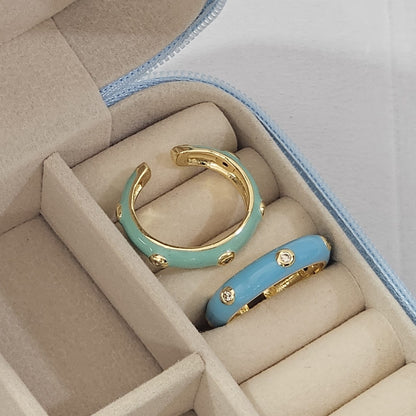 Diamond Enamel Ring - Adjustable