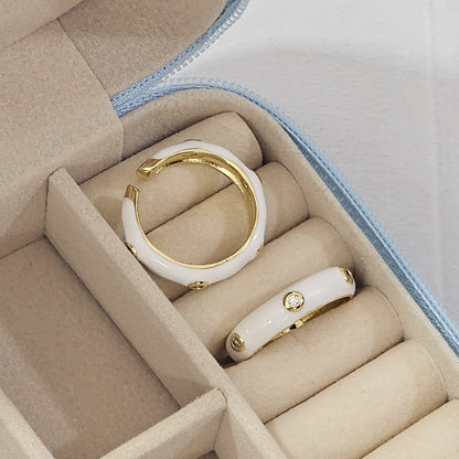 Diamond Enamel Ring - Adjustable