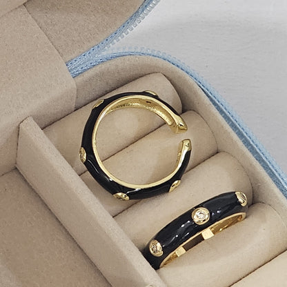 Diamond Enamel Ring - Adjustable