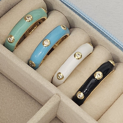 Diamond Enamel Ring - Adjustable