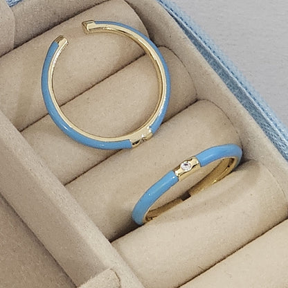 Minimal Diamond Enamel Ring - Adjustable