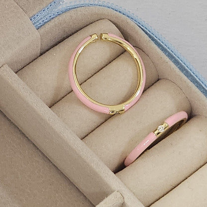 Minimal Diamond Enamel Ring - Adjustable