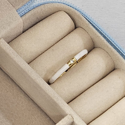 Minimal Diamond Enamel Ring - Adjustable