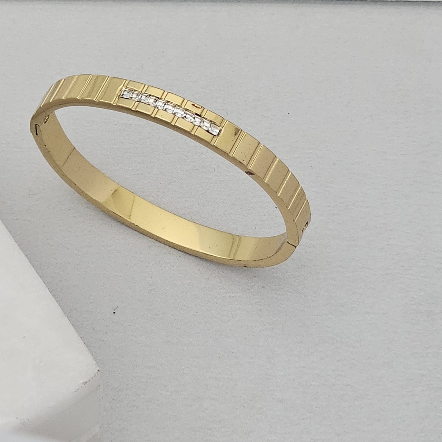 Golden Diamond Band Kada Bracelet (Anti Tarnish) (Small Size)
