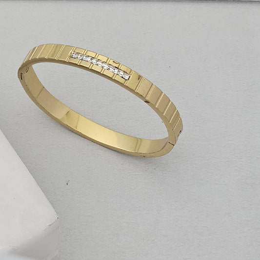 Golden Diamond Band Kada Bracelet (Anti Tarnish) (Small Size)