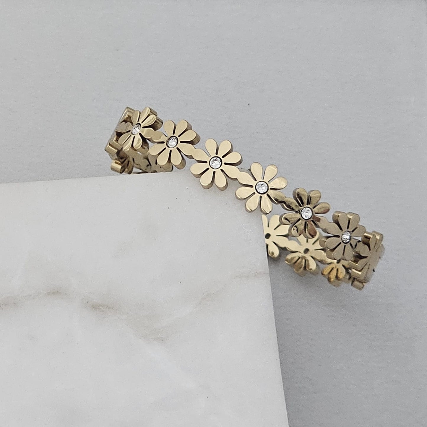 Flower Diamond Women Kada Bracelet (Anti Tarnish) (Small Size)
