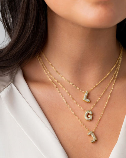 Diamond Initial Alphabet Necklace (Anti Tarnish)