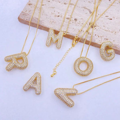 Diamond Initial Alphabet Necklace (Anti Tarnish)