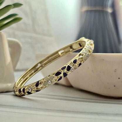 Women Thin Diamond Flower Enamel Kada Bracelet