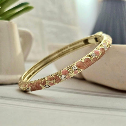 Women Thin Diamond Flower Enamel Kada Bracelet