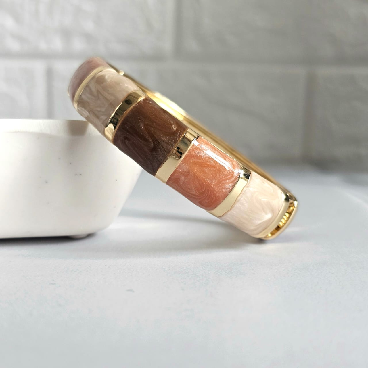 Women Thick Block Enamel Kada Bracelet