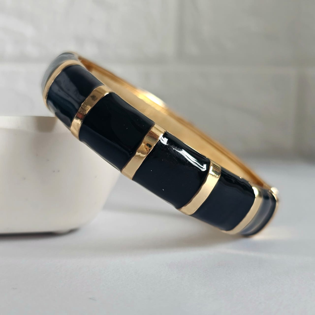 Women Thick Block Enamel Kada Bracelet