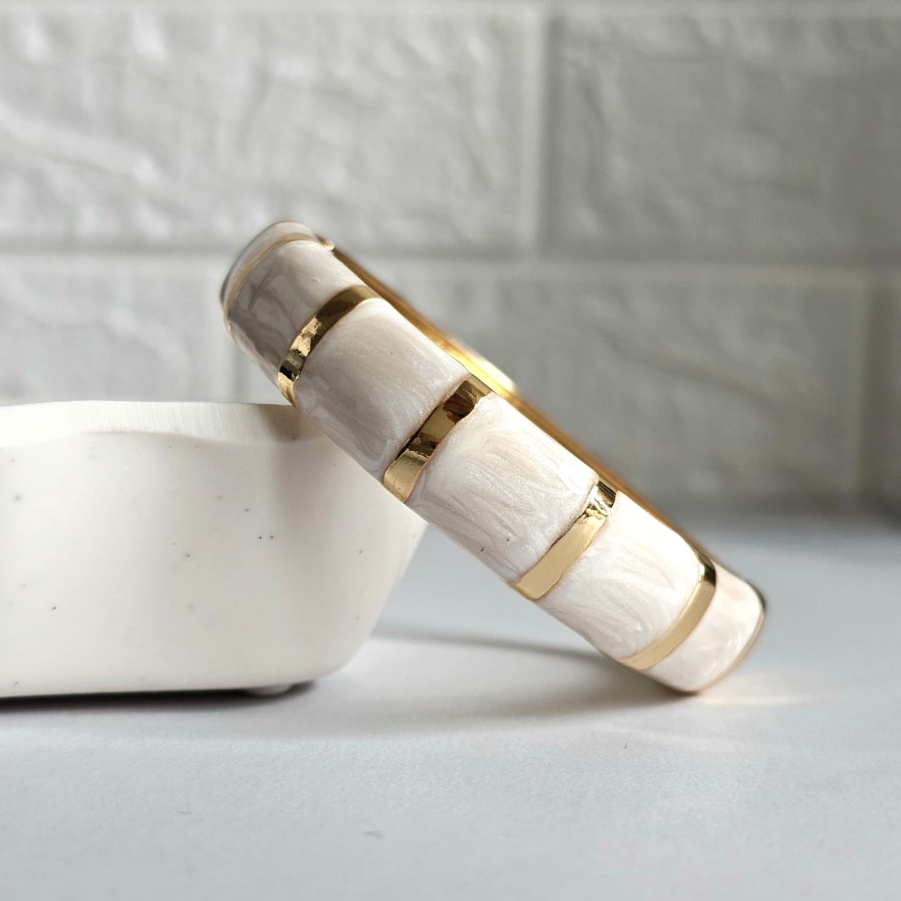 Women Thick Block Enamel Kada Bracelet