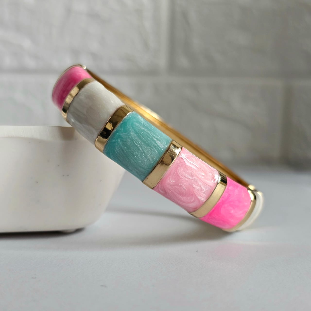 Women Thick Block Enamel Kada Bracelet