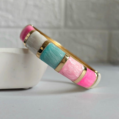 Women Thick Block Enamel Kada Bracelet