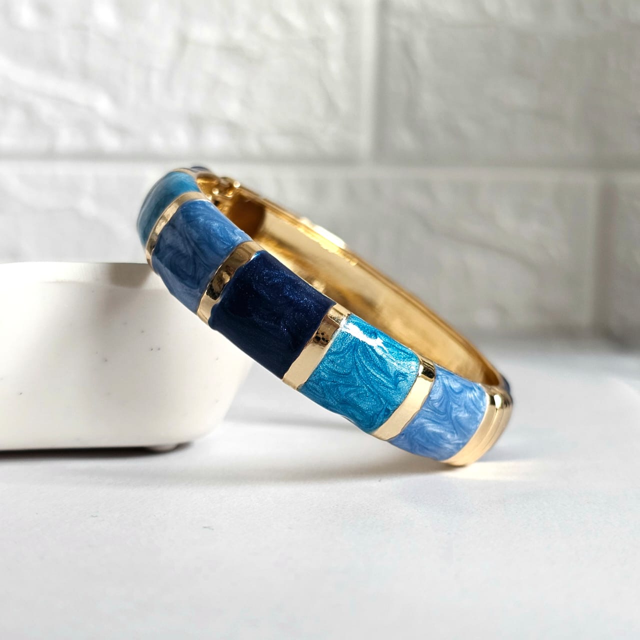 Women Thick Block Enamel Kada Bracelet