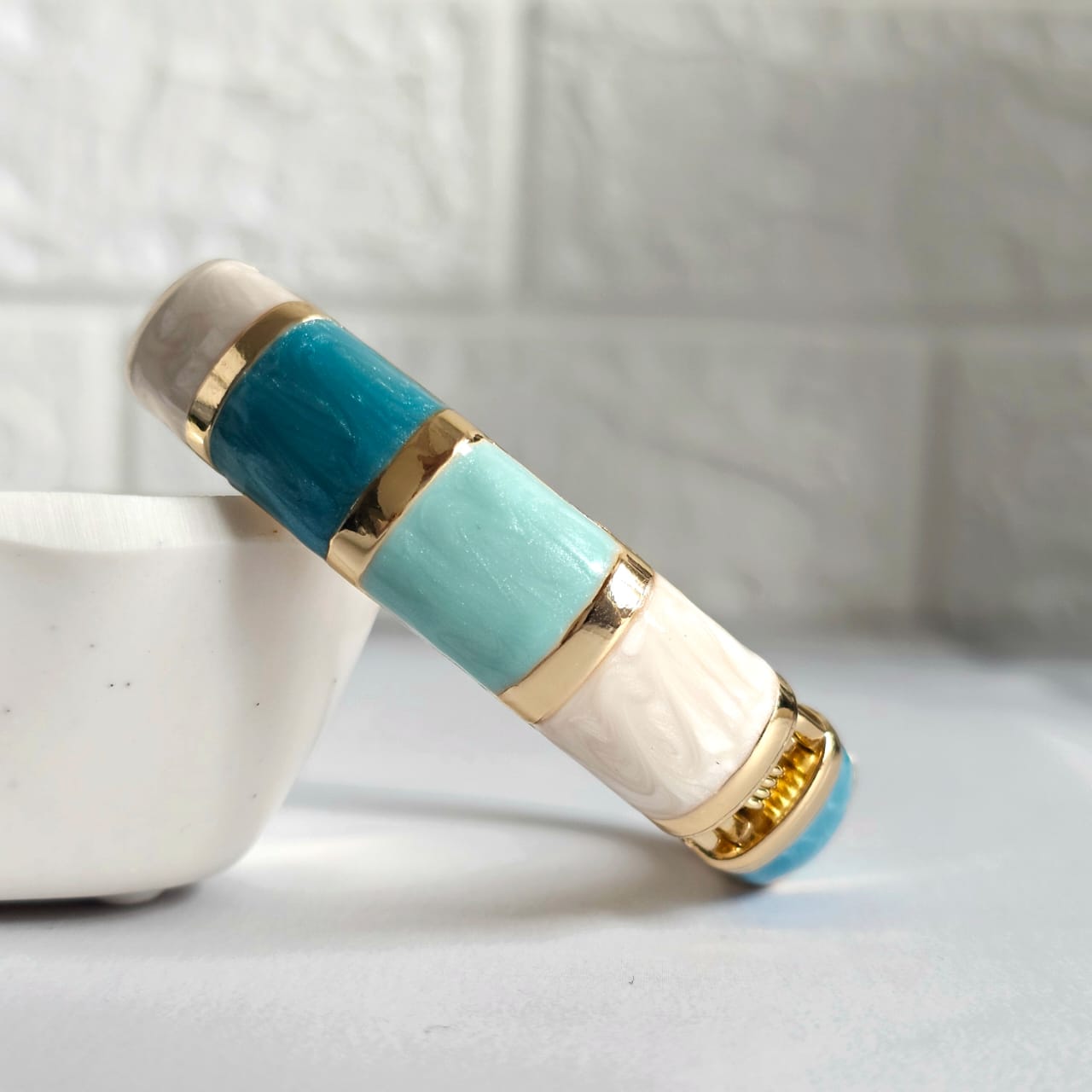 Women Thick Block Enamel Kada Bracelet