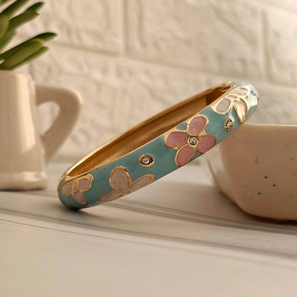 Women Thick Floral Enamel Kada Bracelet